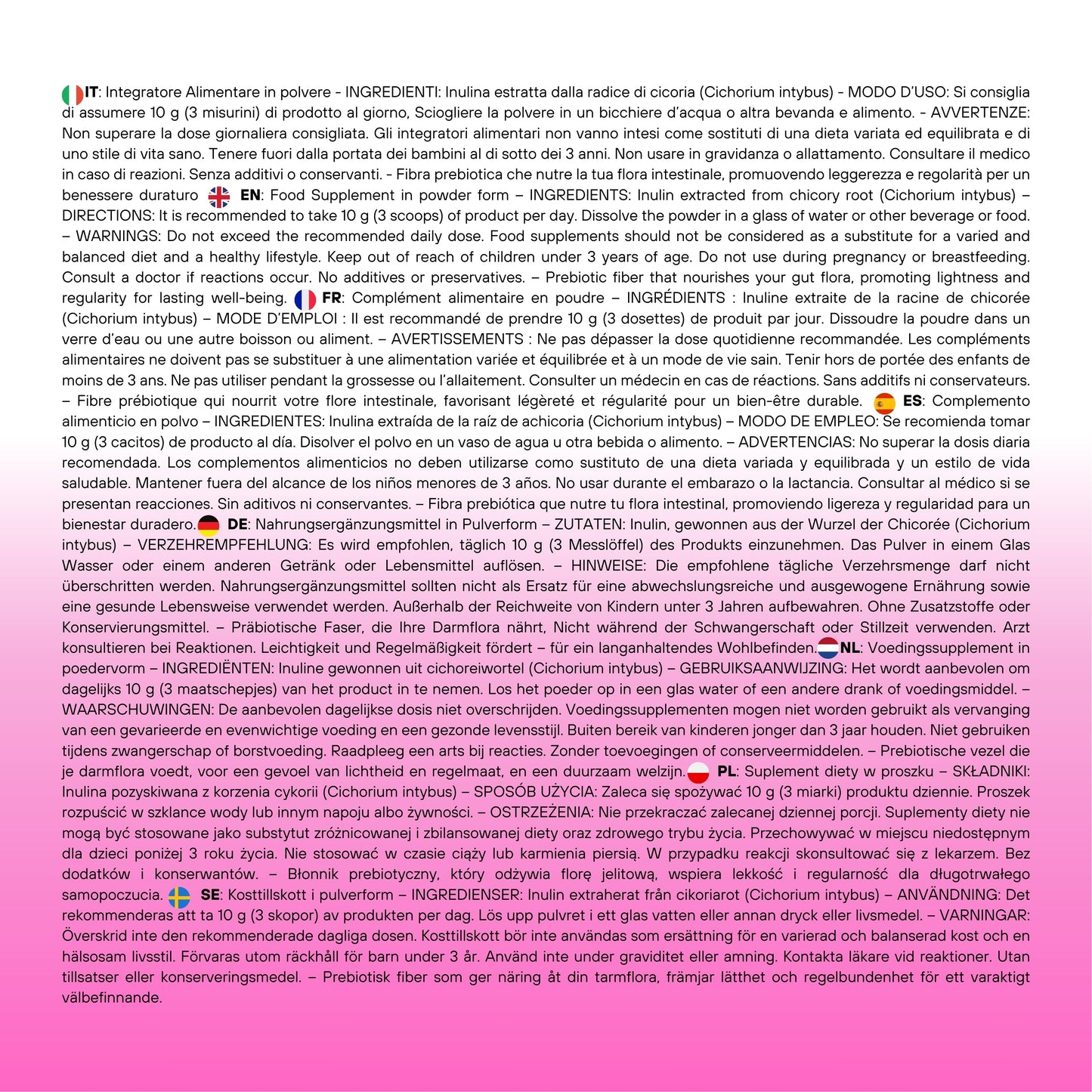 FeelGood - Inulina - Integratore Alimentare di fibre - SUPPLEMENTS - GelatoStore