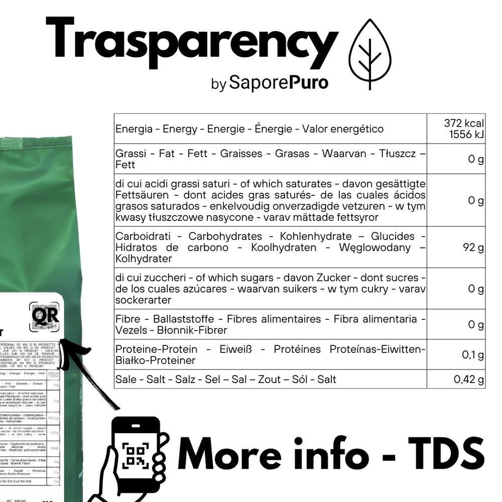 Container of SaporePuro ULTRATEX 4 modified cornstarch for cold food preparation, showing the product packaging and label.