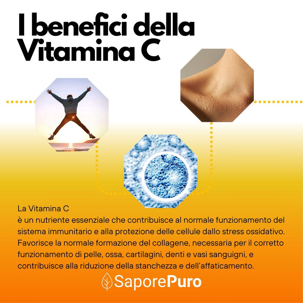 Vitamina C SaporePuro in polvere, acido ascorbico puro, integratore alimentare per il sistema immunitario.
