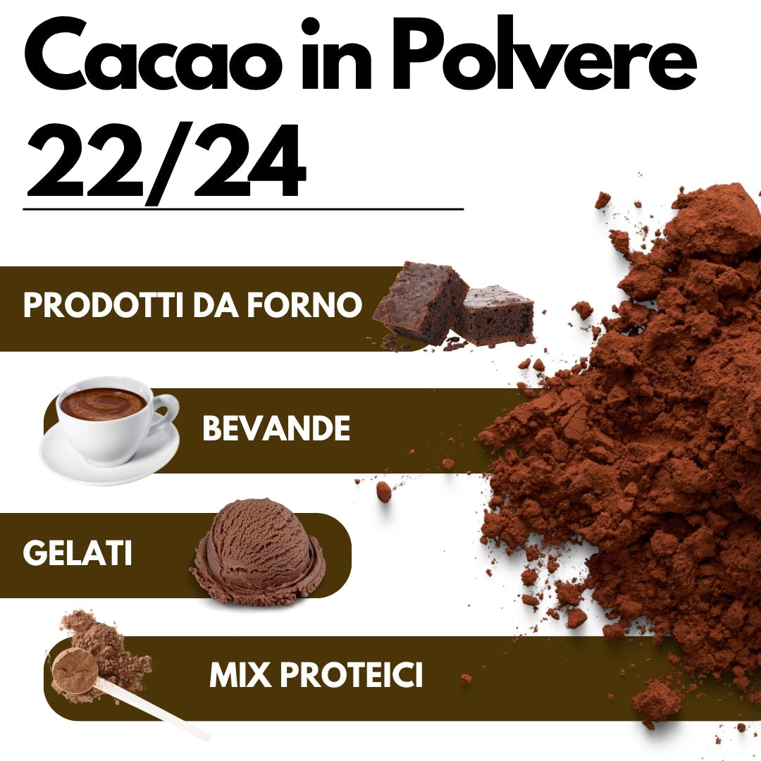 Cacao in Polvere 22-24% di Materia Grassa - Origine Olanda - Gusto deciso e sapore intenso - GelatoStore