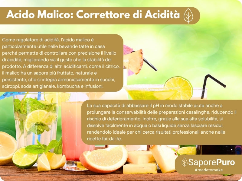 Acido Malico Premium - Made in Italy - Ingrediente Professionale per Mixology e Enologia - GelatoStore