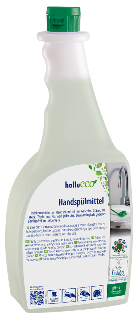 hollueco Lavapiatti a Mano Concentrato – Con Aloe Vera e Certificazione Ecolabel – Ideale per Vaschette Gelato e Attrezzature - 1Lt Nyl Professional