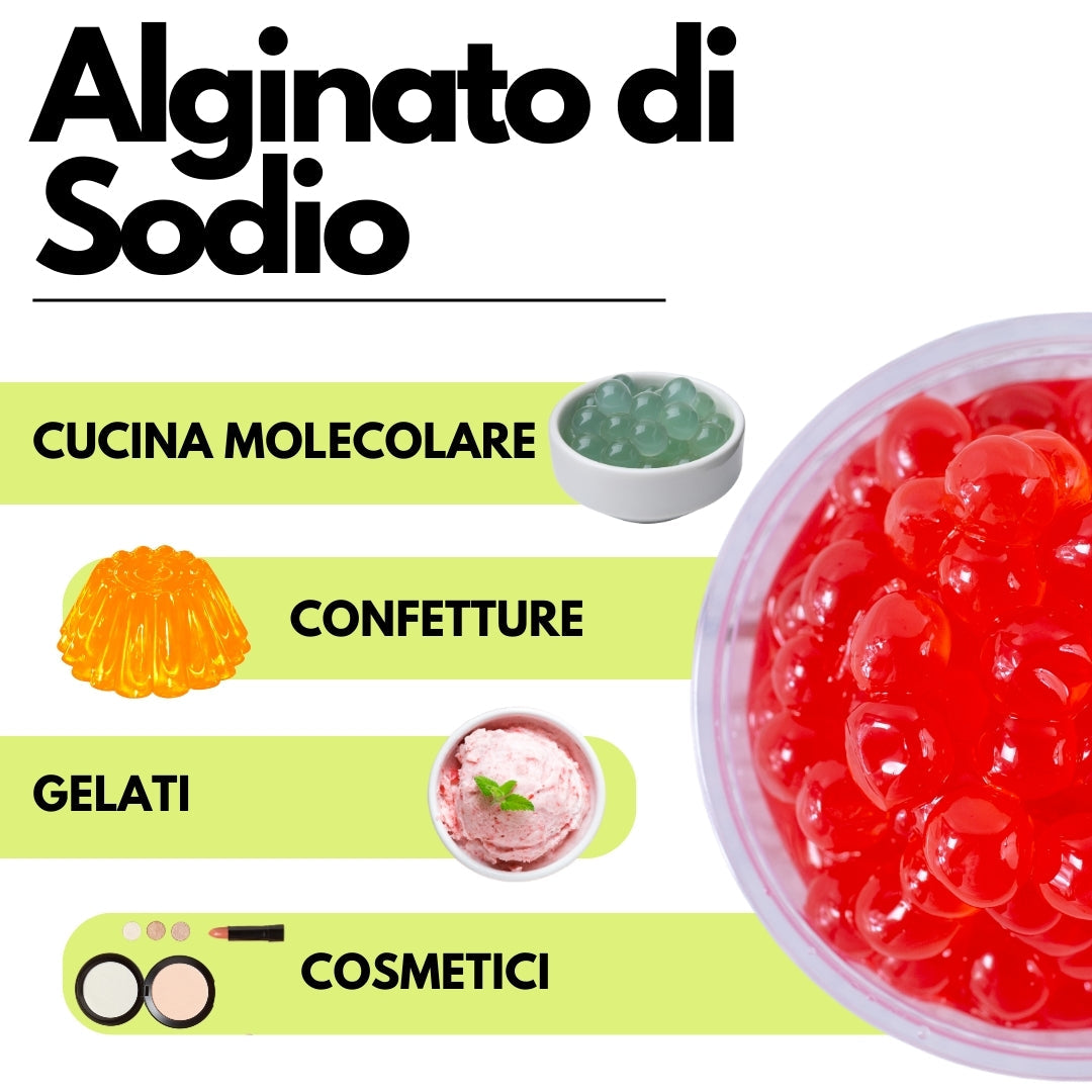 Alginato di Sodio (E401) - Gelificante Naturale - Sferificazione Molecolare - SaporePuro