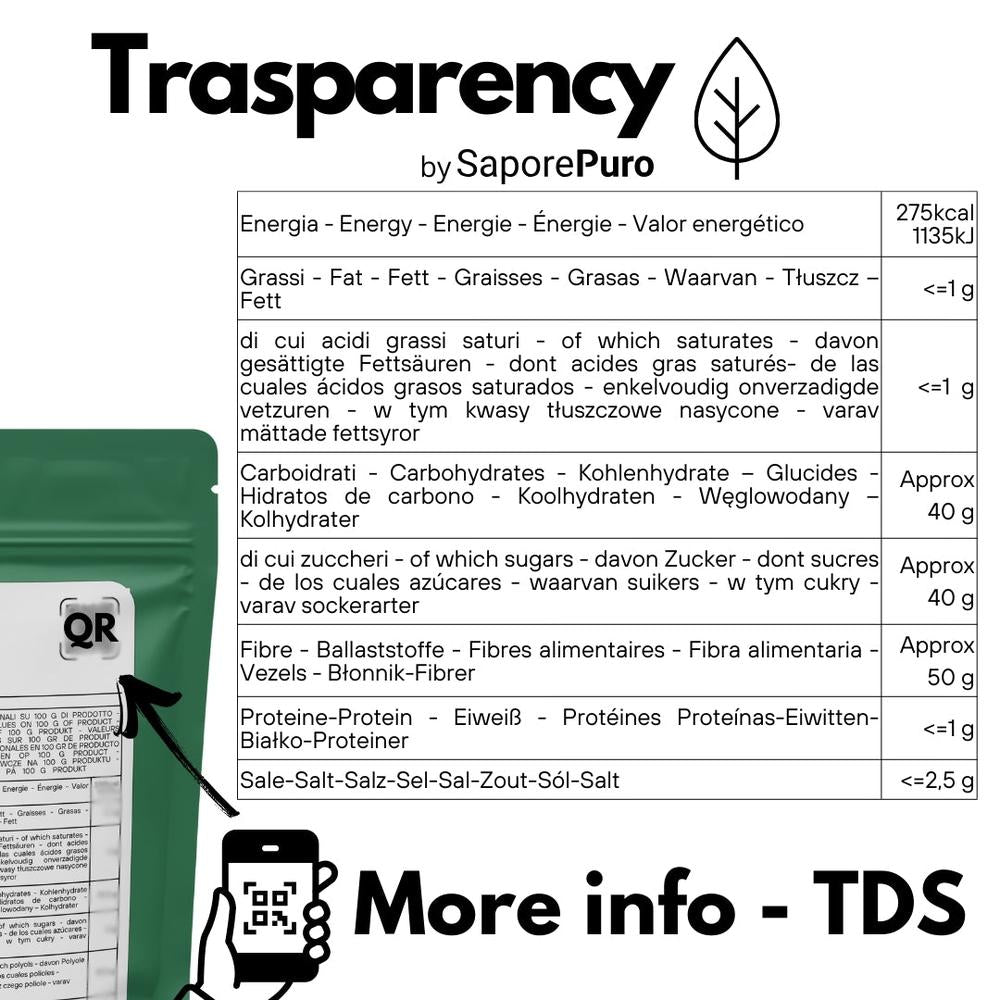 SaporePuro Pectina Jam gelatina with fresh fruit pieces, showcasing a glossy, colorful fruit jelly in a transparent container.