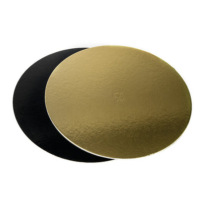 Set of black and gold edible sous-torta disks from Imballaggi Alimentari, 16-30cm diameter, 10kg packaging for cake decoration.