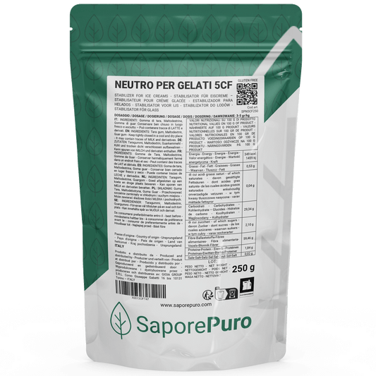 Neutro per gelato 5CF - 250gr - Stabilizzante per Gelati MADE IN ITALY - Impiego a caldo e freddo - SaporePuro