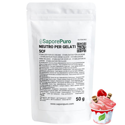 Neutro per gelato 5CF - 50gr - Stabilizzante per Gelati MADE IN ITALY - Impiego a caldo e freddo - SaporePuro