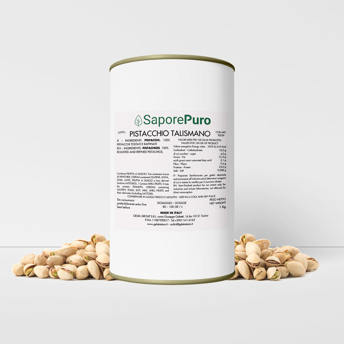 Pasta Pistacchio Pura 100% - CC- 1Kg - "Talismano" - GelatoStore