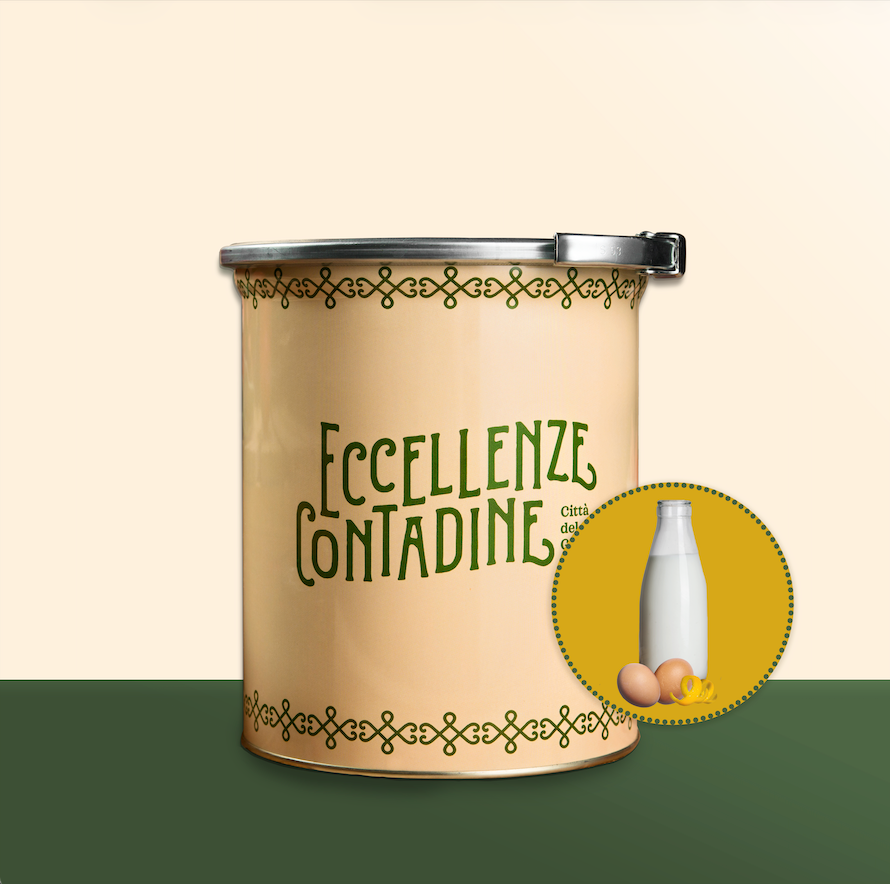 Pasta crema pasticcera Città del Gelato, 3,5kg, crema liscia e vellutata per gelato, confezione con etichetta del prodotto.