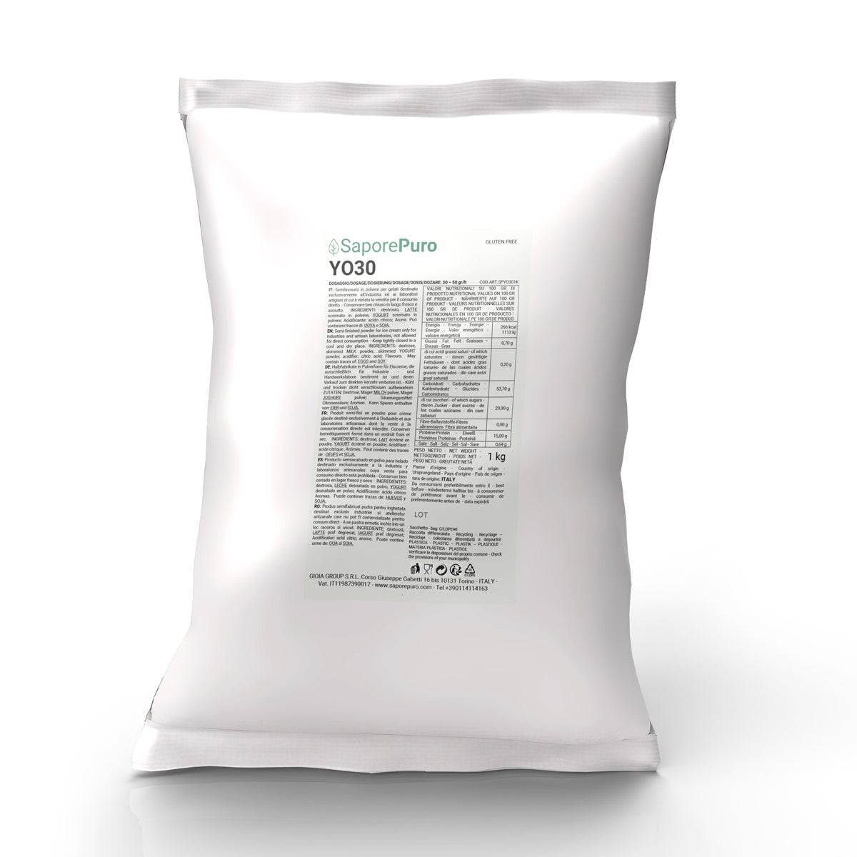 YO30 - Preparato per Gelato Yogurt in polvere dal gusto naturale - 1 kg - GelatoStore
