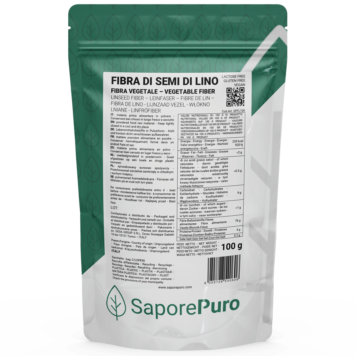 Fibra di semi di Lino - Addensante Naturale - Sostituto "E" Clean Label - Per gelati, dolci e salse. - SaporePuro