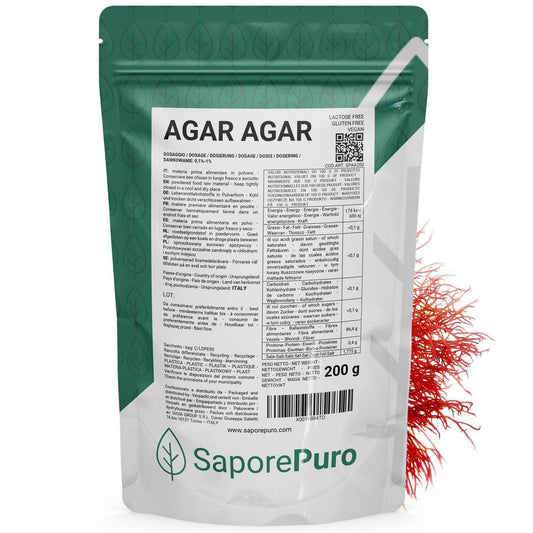 Agar Agar - E406 - 200gr - Origine ITALIA - SaporePuro