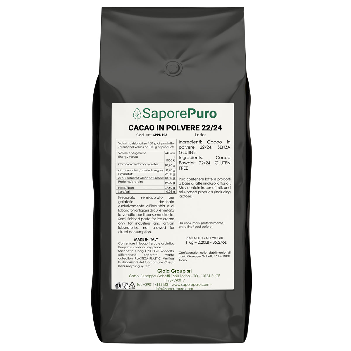 Kakaopulver 22-24% Fett - Ursprung in den Niederlanden - Starker Geschmack und Aroma - FlavourPure