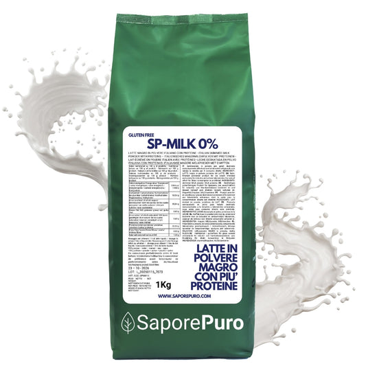 Latte Magro in Polvere trasformato in Italia con più Proteine - sostituto del classico Latte in Polvere per Gelati, Pasticceria e altri uso - SP MILK - SaporePuro