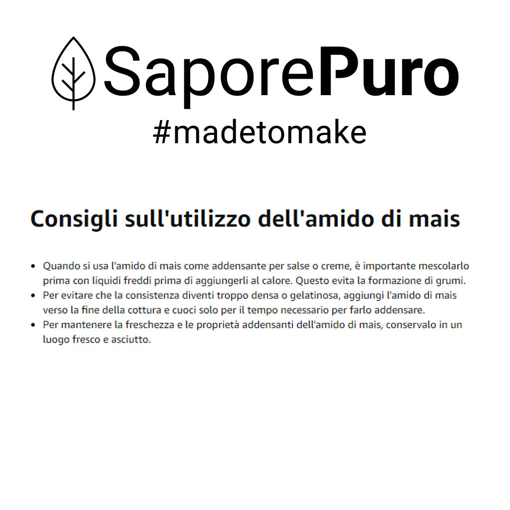 Amido di mais Nativo - 1,5kg - Addensante potente, naturale e funzionale- Gluten Free - SaporePuro