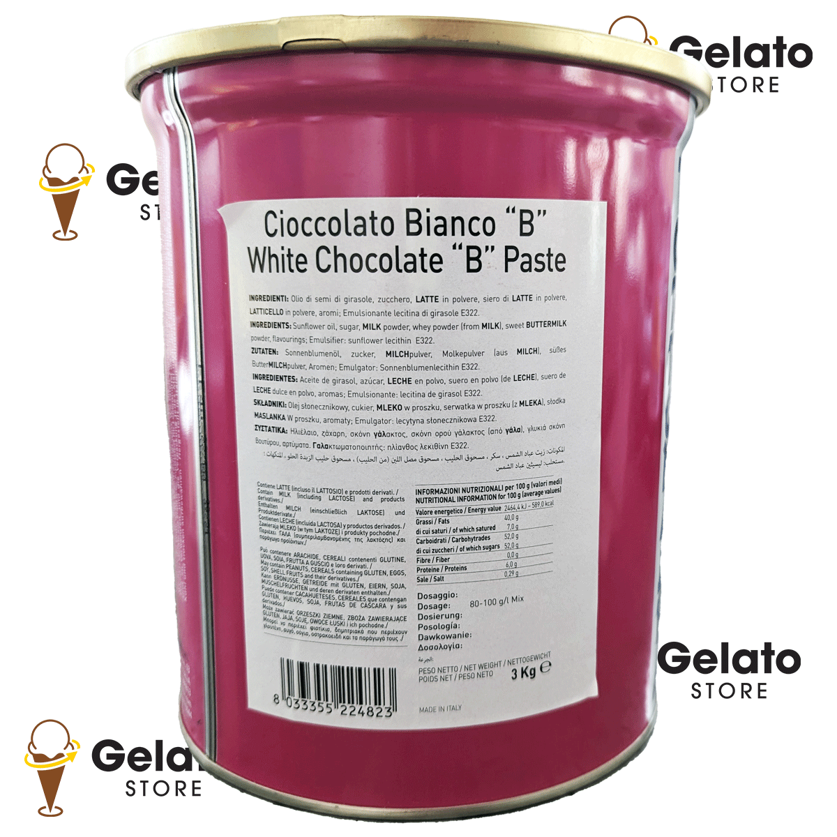 Pasta de Chocolate Blanco B - 3kg - GelatoStore