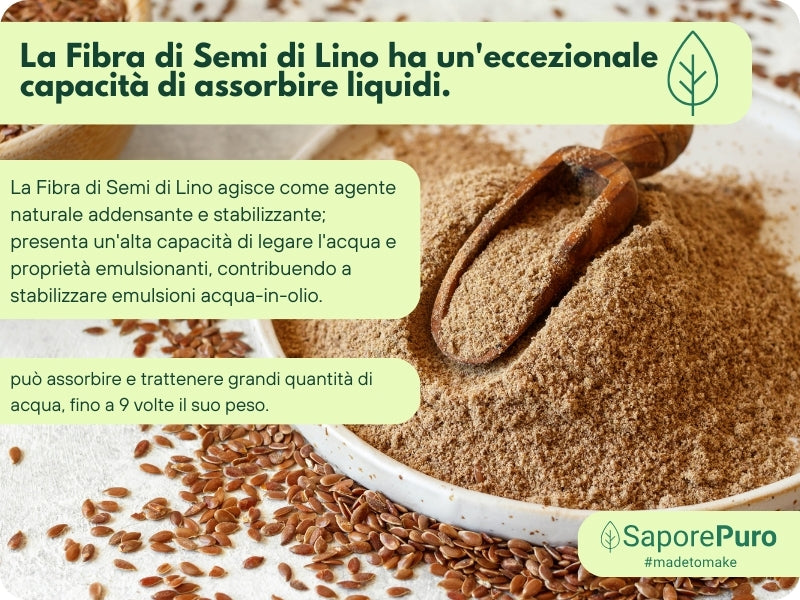 Fibra di semi di Lino  - Addensante Naturale - Sostituto "E" Clean Label - Per gelati, dolci e salse. - SaporePuro