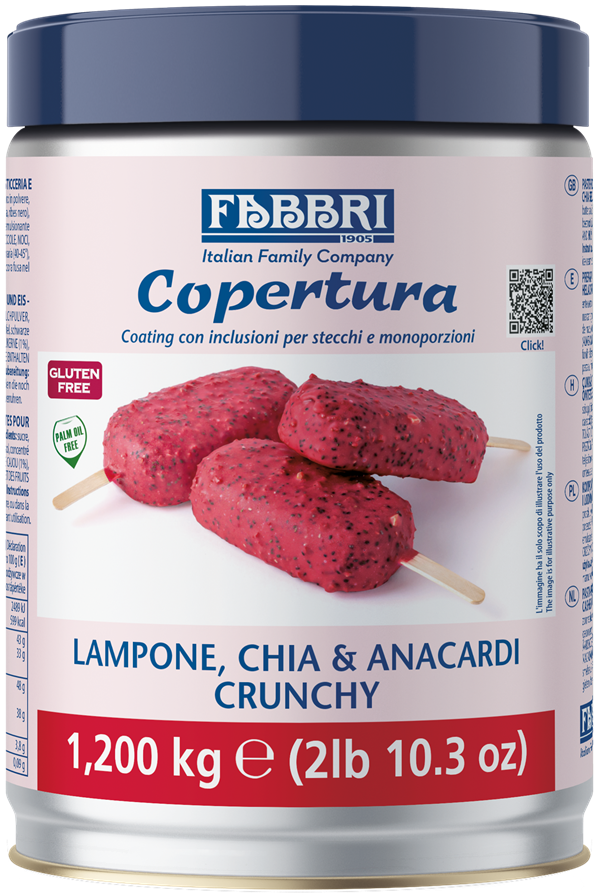 Copertura Lampone, Semi Di Chia e Anacardi Crunchy 1,2kg Fabbri