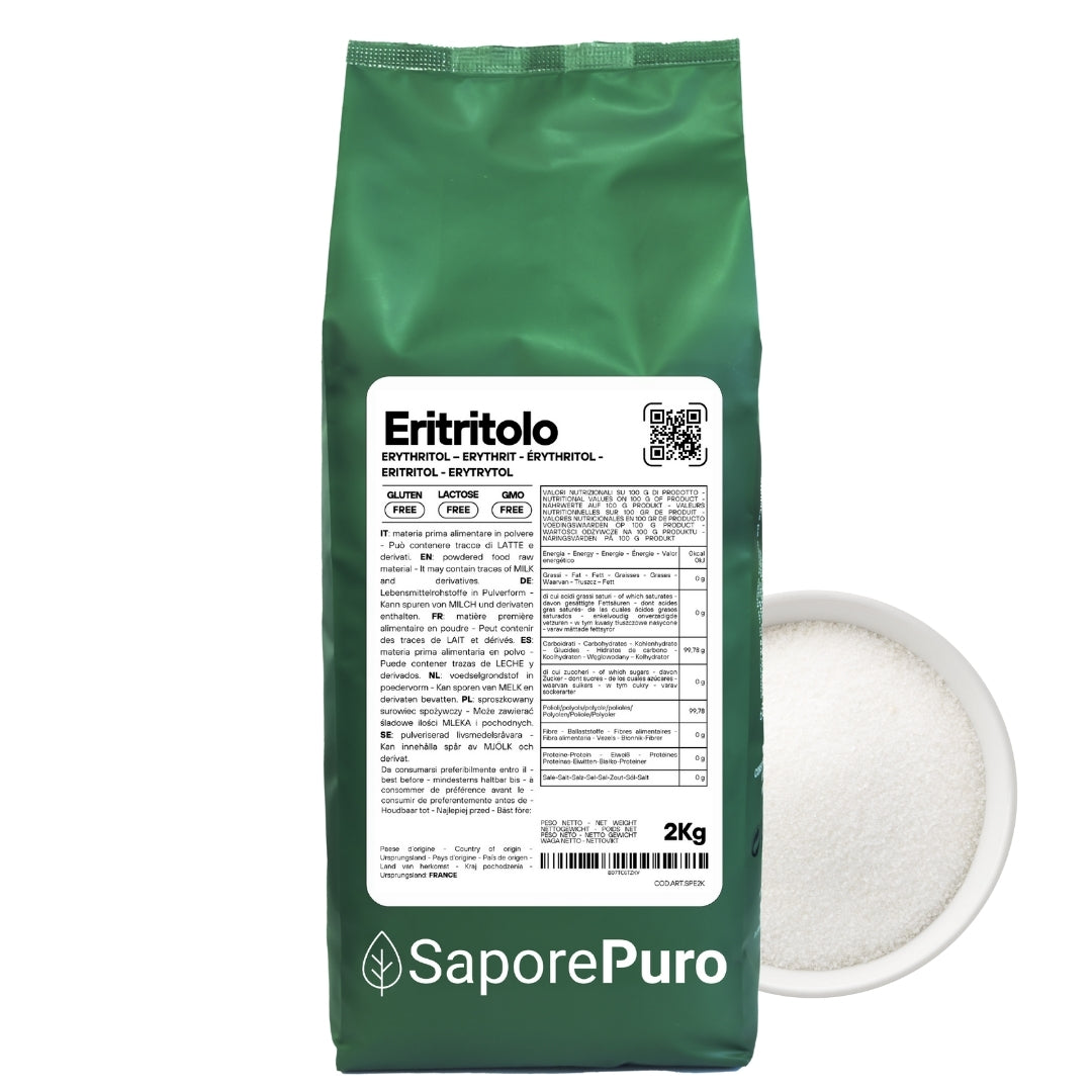 Eritritolo - Alternativa allo Zucchero -  origine FRANCIA - Dolcificante 0kcal - SaporePuro