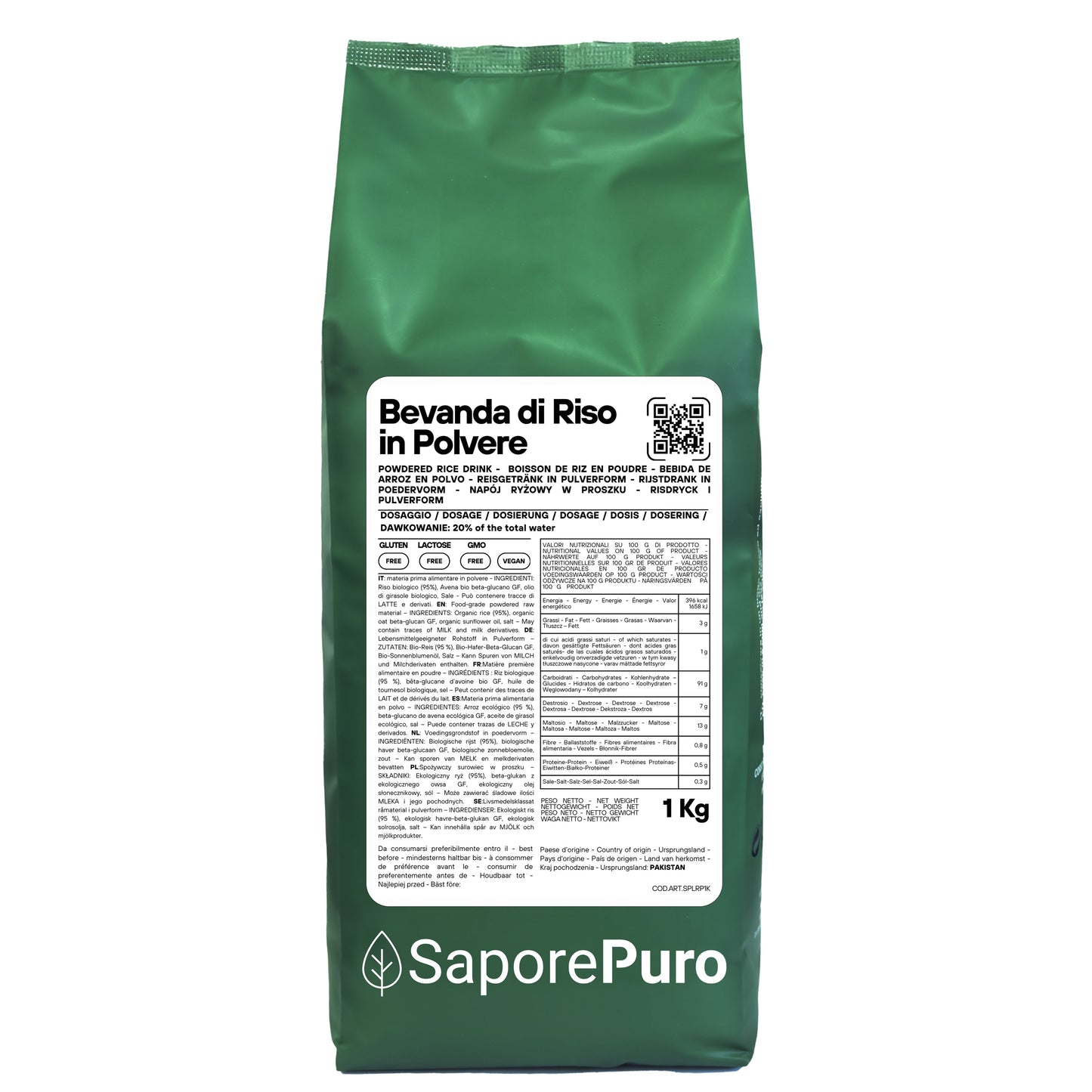 Bevanda di Riso in Polvere - 1kg - Gluten Free - Vegan Rice Drink