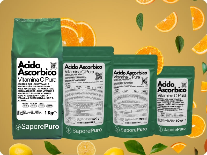 Acido Ascorbico - Pura Vitamina C : Il Nutriente Essenziale per le tue ricette! - (E300) - Confezionato in Italia - GelatoStore
