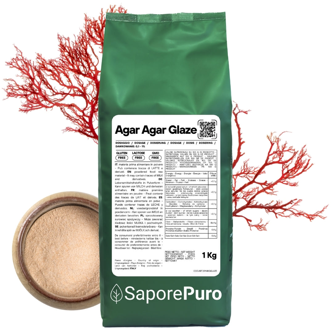Agar Agar Glaze - E406 - Origine ITALIA - Per Glasse, Topping, Salse lisce - alternativa alla gelatina - GelatoStore