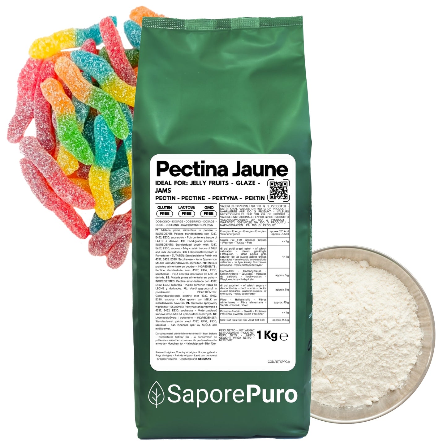 Pectina Gialla (Jaune) SaporePuro - Gelatine di Frutta, Marmellate, Gel Spessi - GelatoStore