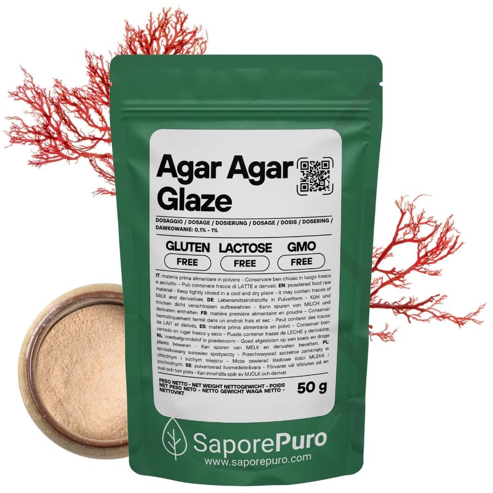 Gelatina di agar agar SaporePuro, ingrediente naturale italiano per glassature, topping e salse lisce, alternativa alla gelatina.
