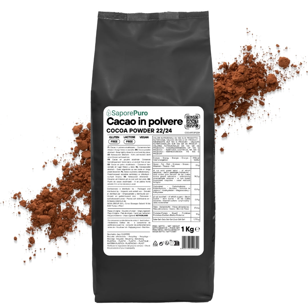 Cacao in Polvere 22-24% di Materia Grassa - Origine Olanda - Gusto deciso e sapore intenso - GelatoStore