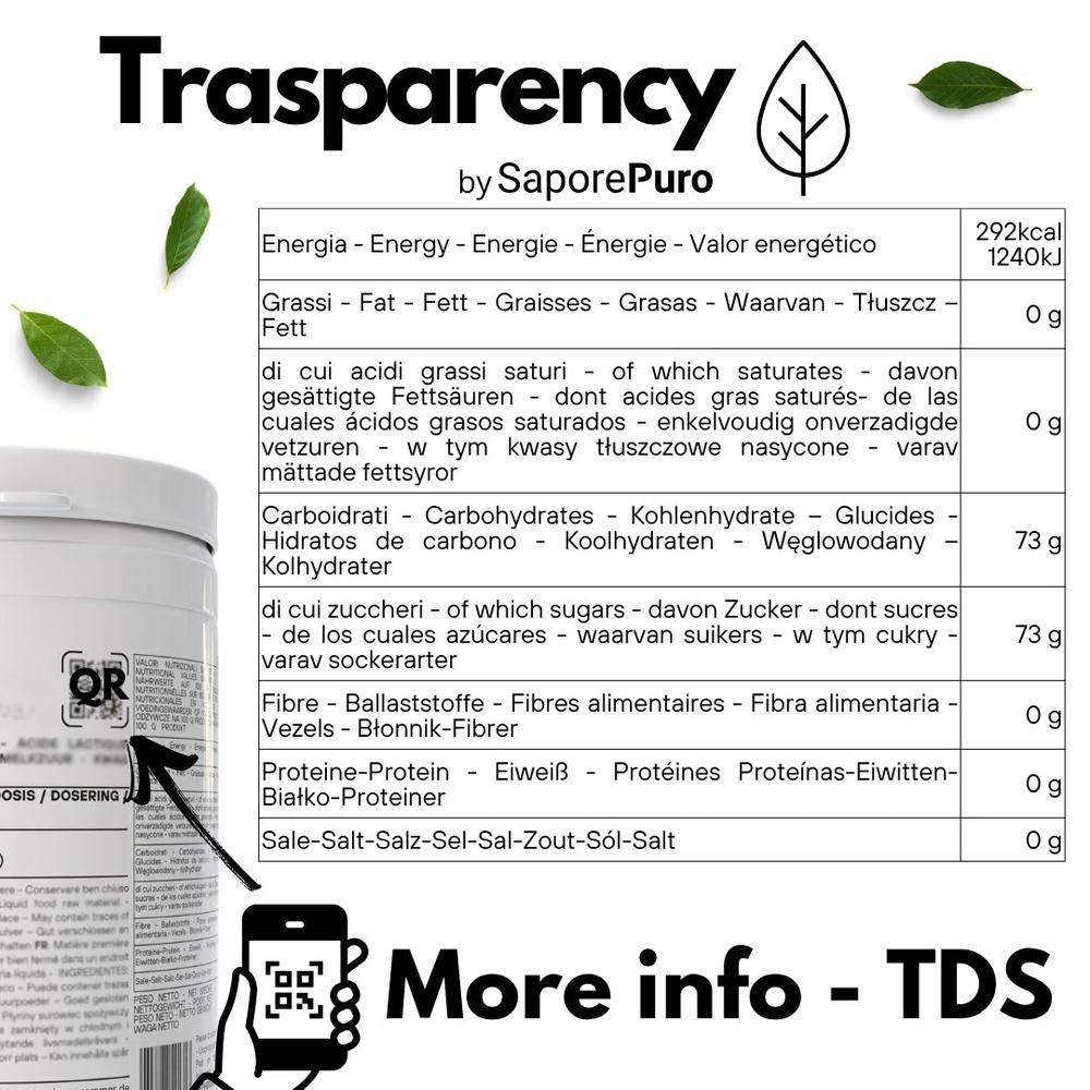 Zucchero invertito SaporePuro, dolcificante naturale per pasticceria e gelateria, liquido dorato con consistenza viscosa.