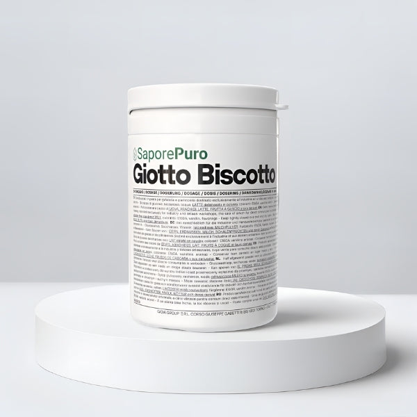 Pasta Giotto Biscotto SaporePuro, pasta per gelato, in confezione da 4 kg, con biscotto e sapore puro, visibile in immagine.