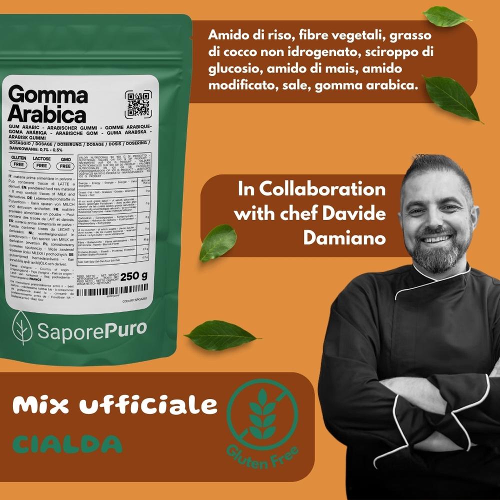 Mix per cialde senza glutine SaporePuro, croccante e leggero, in confezione da 250g, visibile in questa immagine.