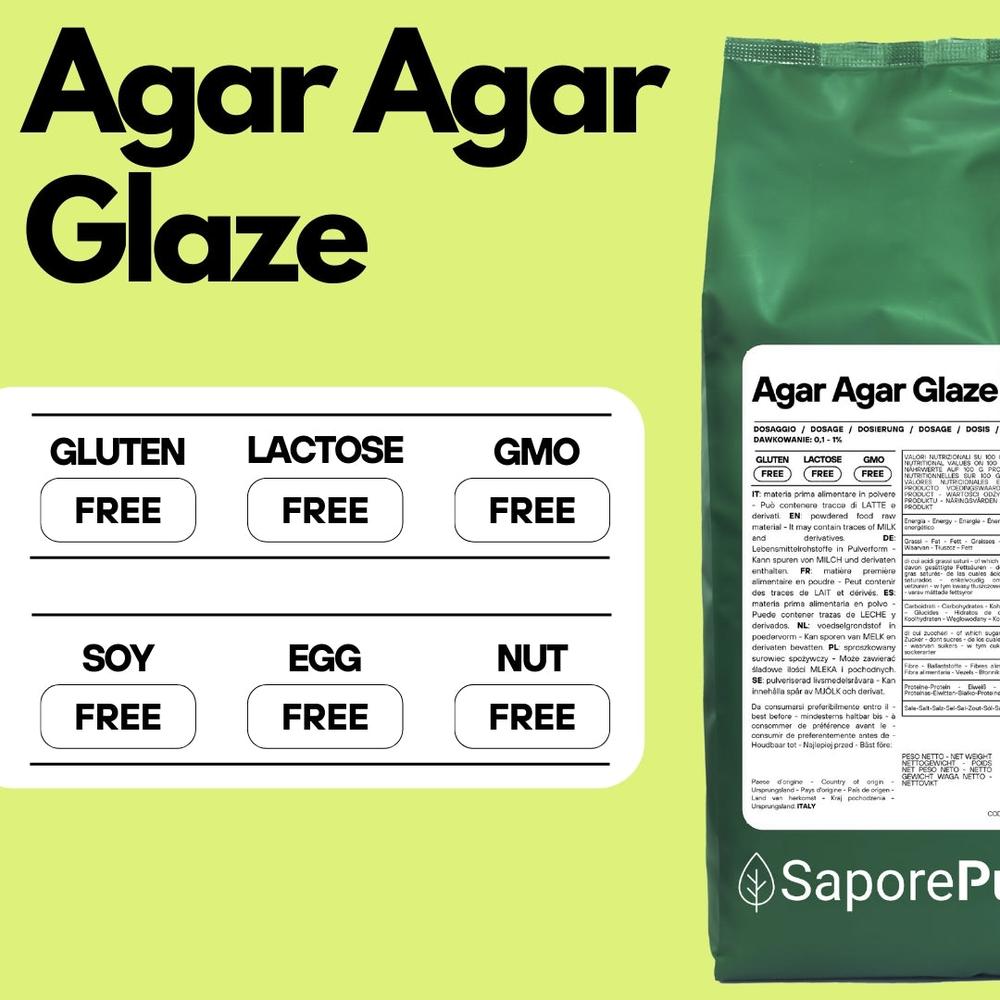Gelatina di agar agar SaporePuro, alternativa alla gelatina, per glasse, topping e salse lisce, origine Italia, confezione da mostrare