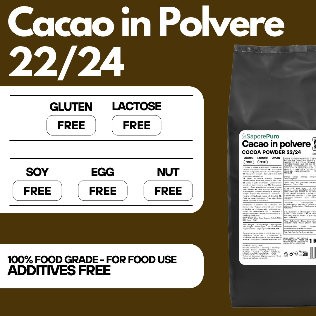 Cacao in Polvere 22-24% di Materia Grassa - Origine Olanda - Gusto deciso e sapore intenso - GelatoStore