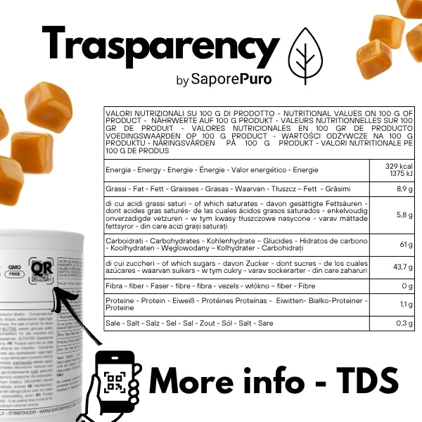 Variegato Mou al Burro SaporePuro, crema al caramello per gelato, contenuto da 4 kg, con effetto variegato dorato e invitante.