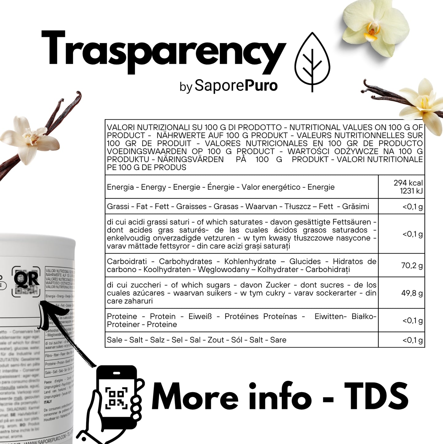 Pasta di vaniglia Gustosa di SaporePuro, 4kg, per gelato, con baccelli di vaniglia visibili, in confezione grande.