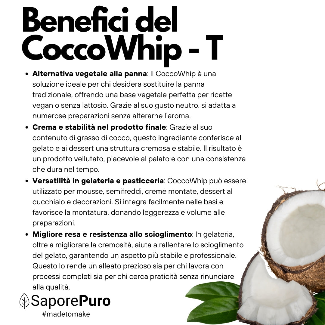 CoccoWhip  - Grasso di Cocco Montante - 1kg - Vegan - Per gelati e preparazioni di pasticceria - GelatoStore