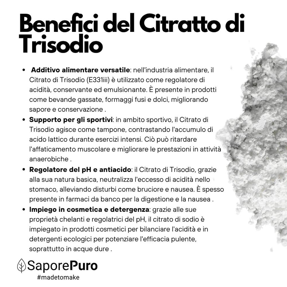 Citrato di Trisodio - E331iii - Regolatore di acidità alimentare