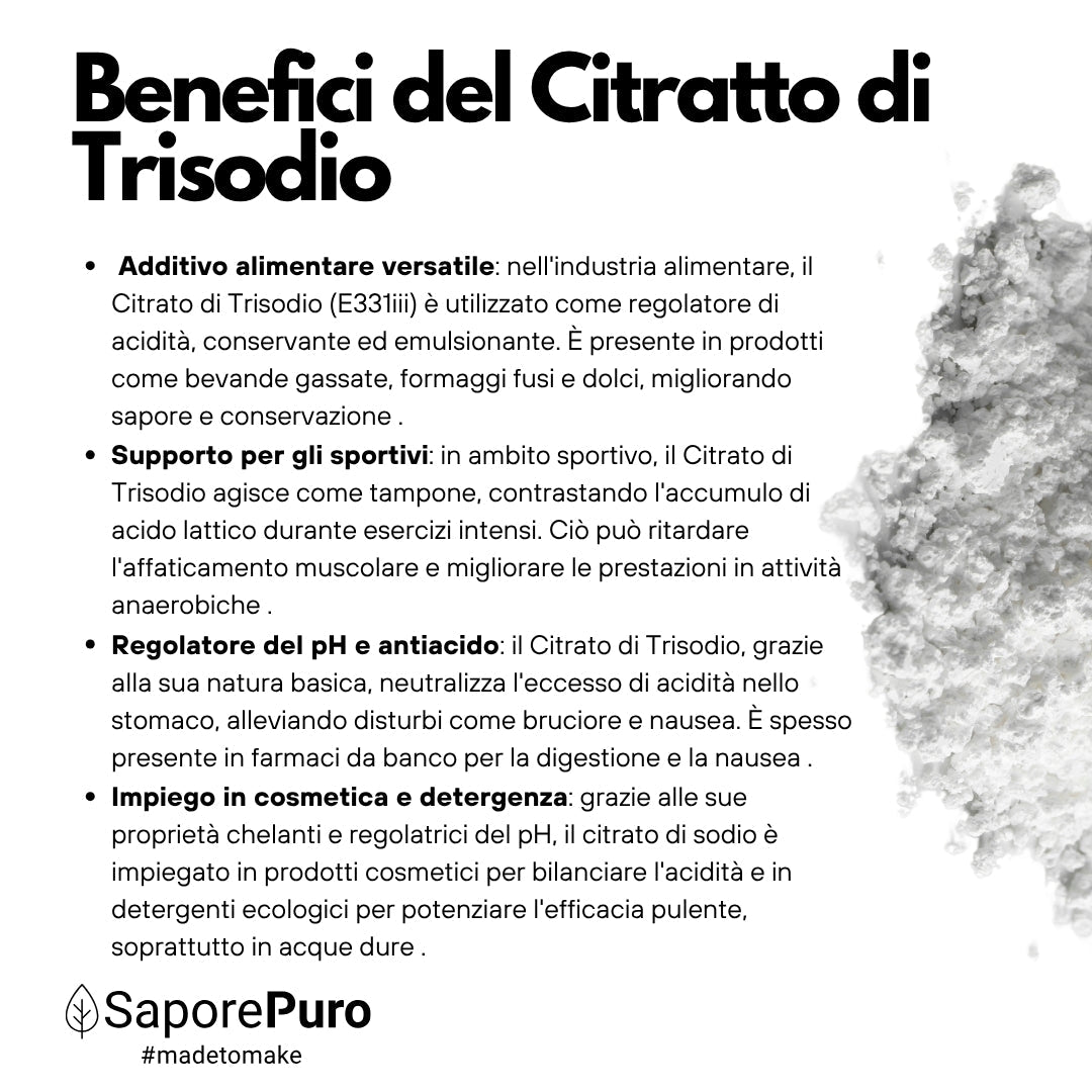 Citrato di Trisodio - E331iii - Regolatore di acidità alimentare - GelatoStore