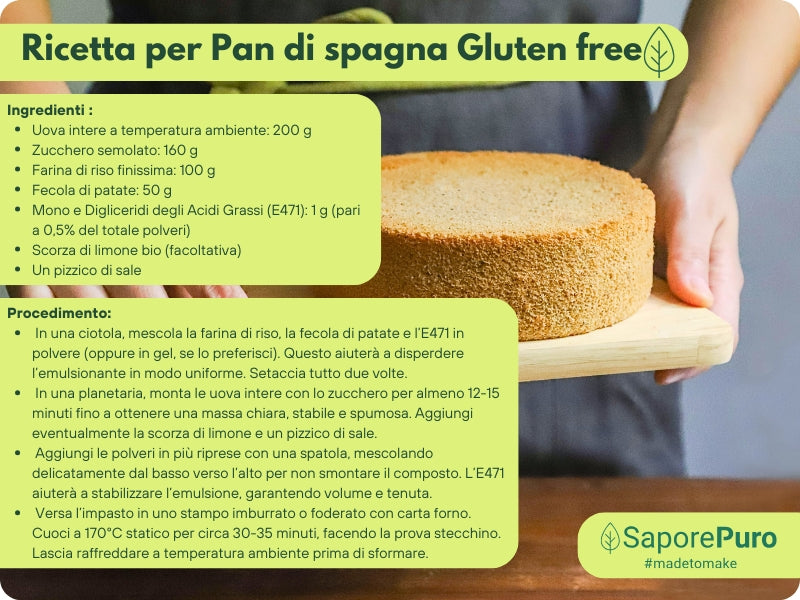 Mono60 - Emulsionante E471 – Additivo Alimentare – SaporePuro – Prodotto in Europa – Alta Qualità per Gelati, Pasticceria, Panificazione - GelatoStore