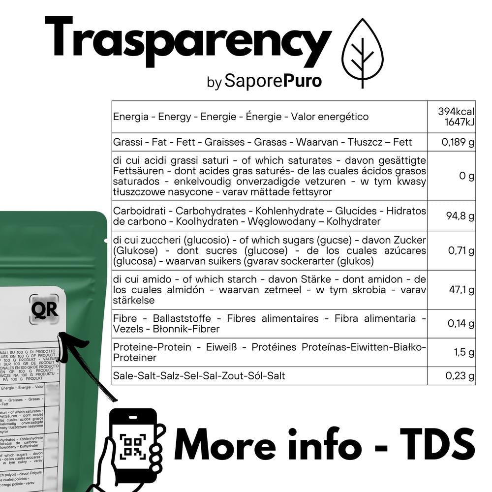 Powdered transglutaminase enzyme for professional culinary use, displayed in a clear container with a white background.