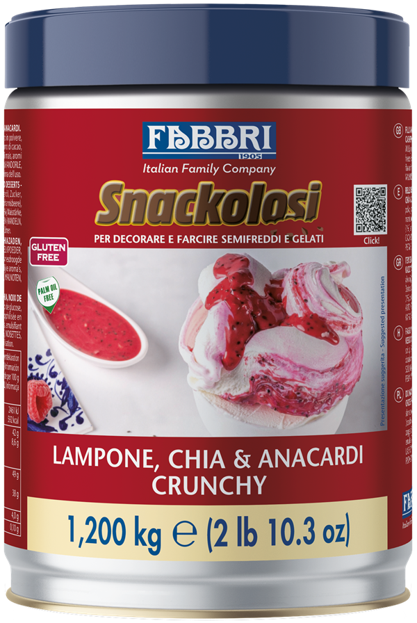 Snackolosi Lampone, Semi di Chia e Anacardi Crunchy kg 1,2 - Fabbri