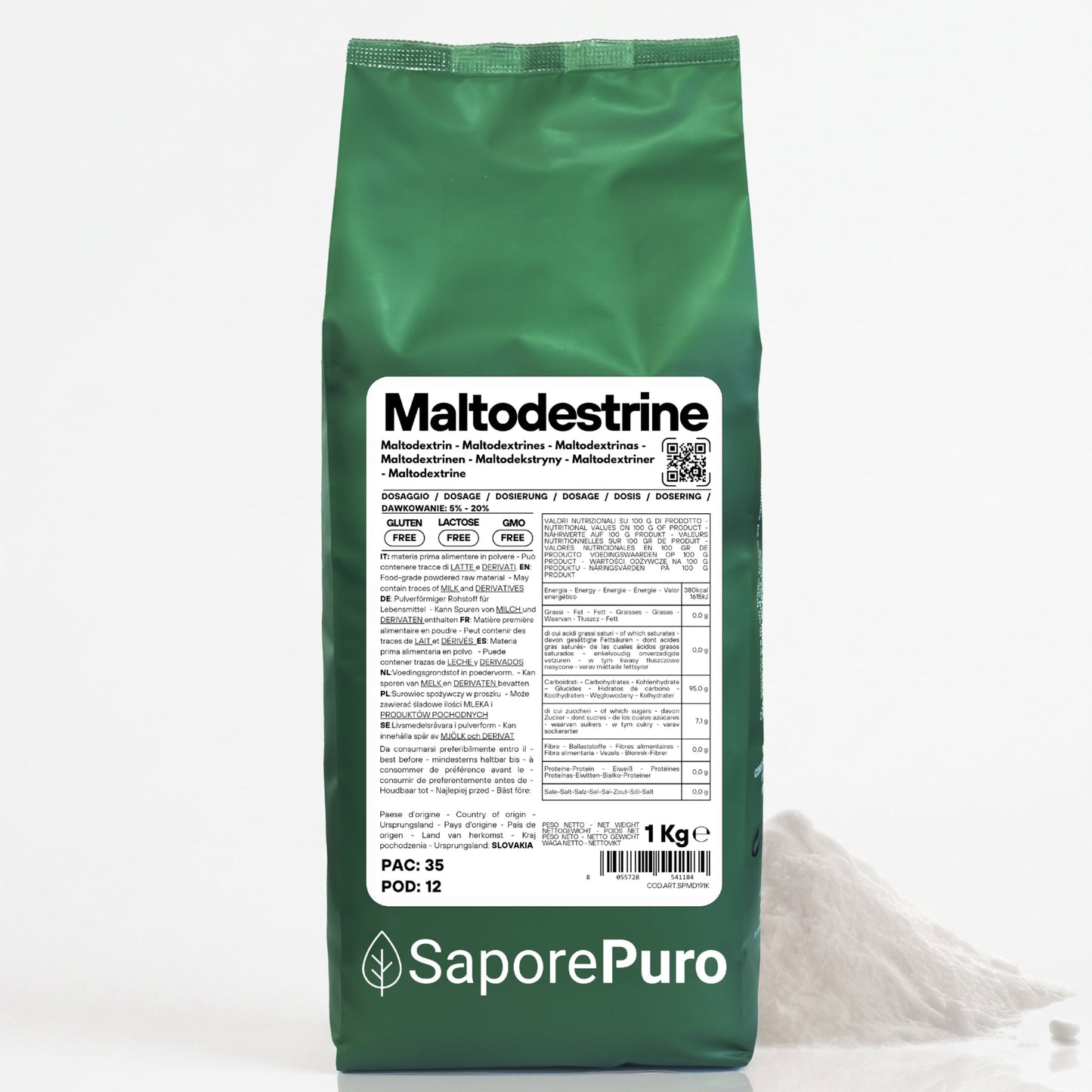 Maltodestrine 18-19DE - Confezionato in Italia - Zucchero a lento rilascio - per Gelati