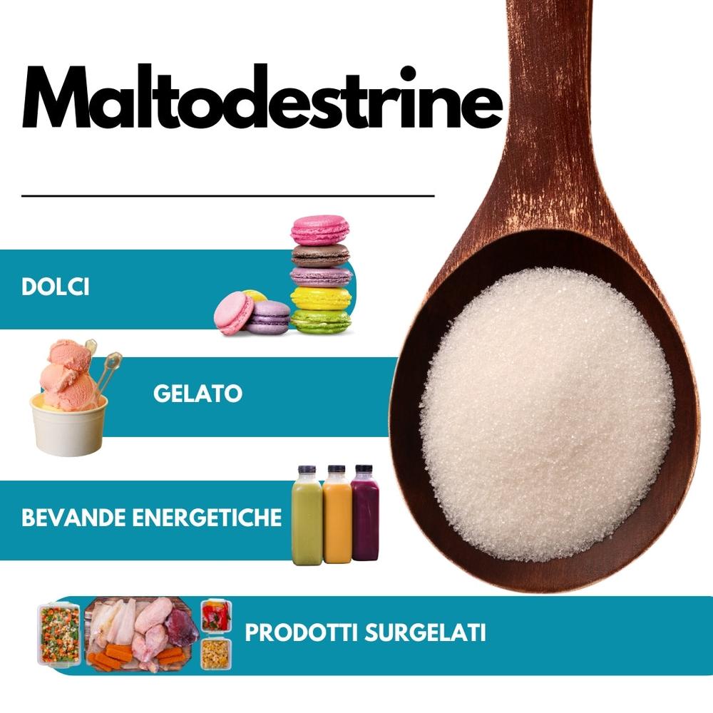 Italian-made Maltodestrine 18-19DE, slow-release sugar for gelato, from SaporePuro, in packaging, ideal for baking and cooking.