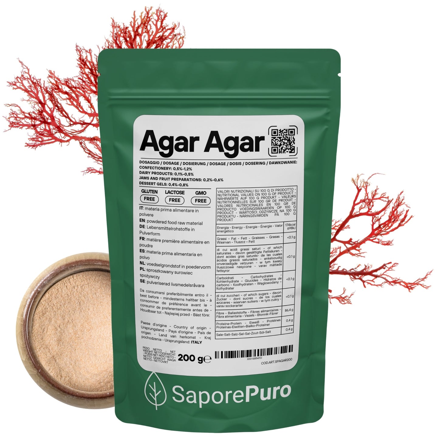 Agar Agar - E406 - Gelificante Naturale - Origine ITALIA - GelatoStore