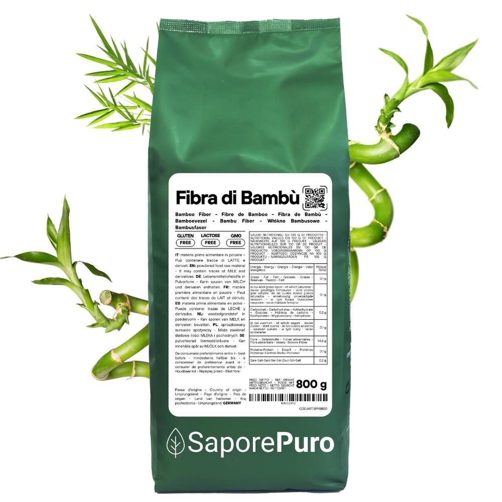 SaporePuro Bambù fiber, natural ingredient from Germany, ideal for cheese, baked goods, and ice cream recipes.