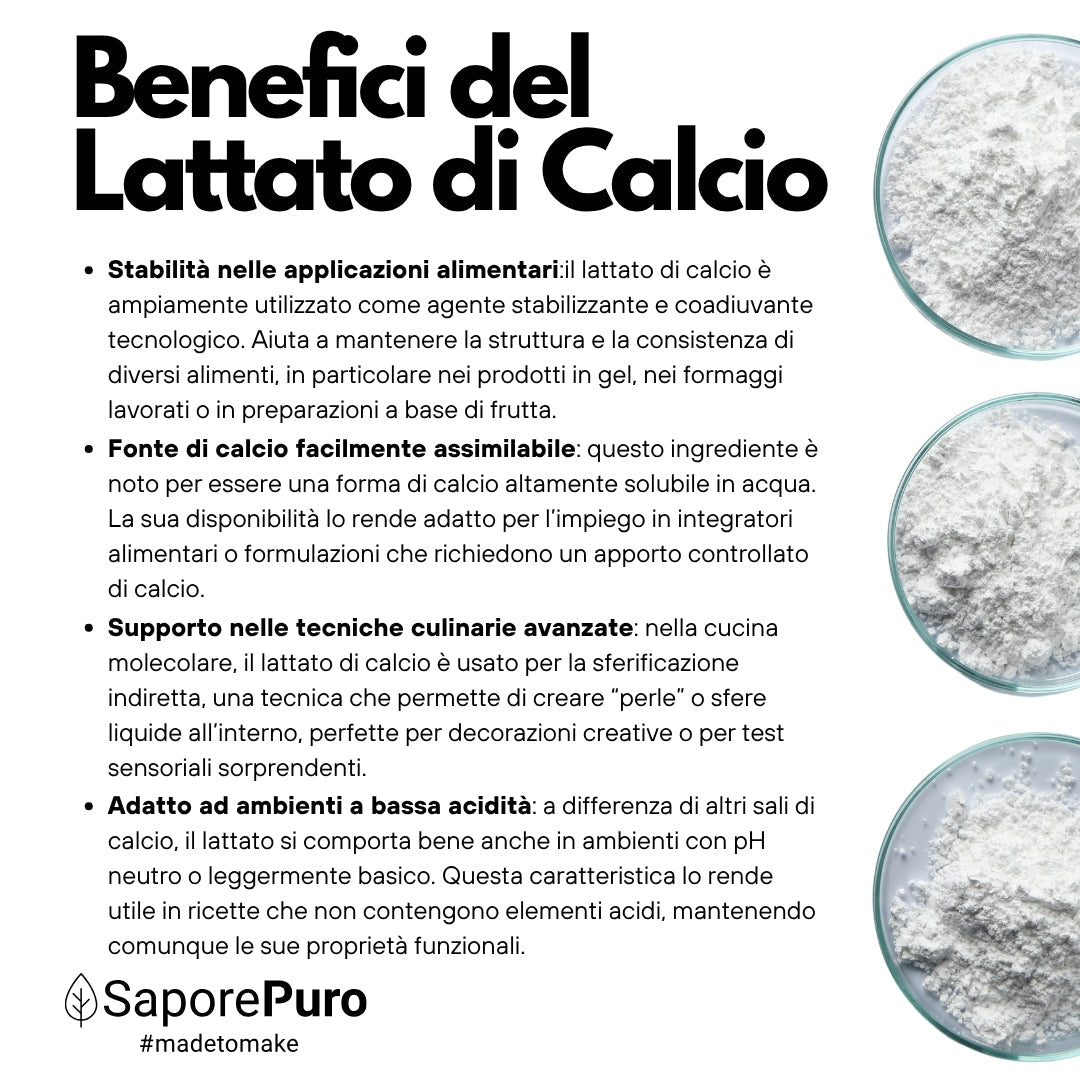 Lattato di calcio in polvere  - E327 - Sferificazione Molecolare - GelatoStore