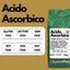 SaporePuro Vitamin C powder in a clear jar, labeled Acido Ascorbico, Italian packaging, with a spoon and vitamin C supplement theme.