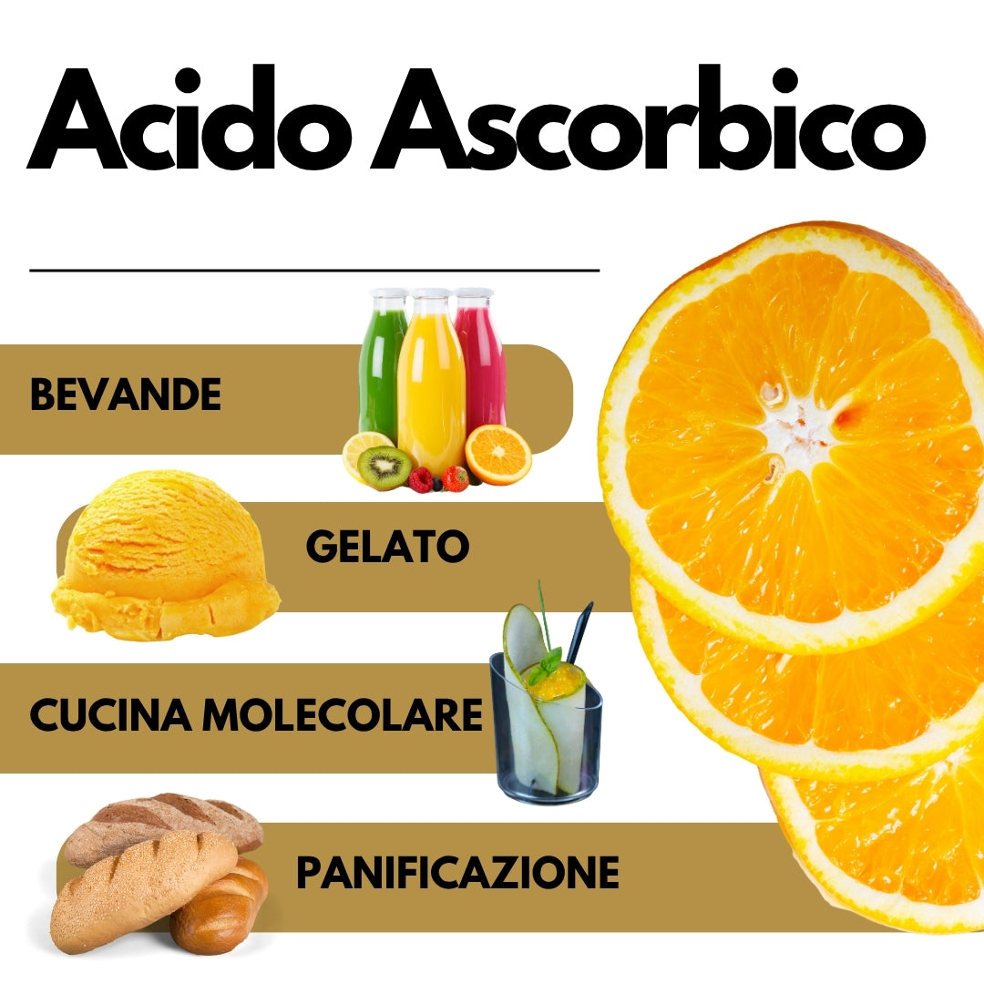 Acido Ascorbico - Pura Vitamina C : Il Nutriente Essenziale per le tue ricette! - (E300) - Confezionato in Italia - GelatoStore