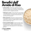 SaporePuro rice starch (amido di riso) in a clear bag, showing the fine white powder used for cooking and baking.